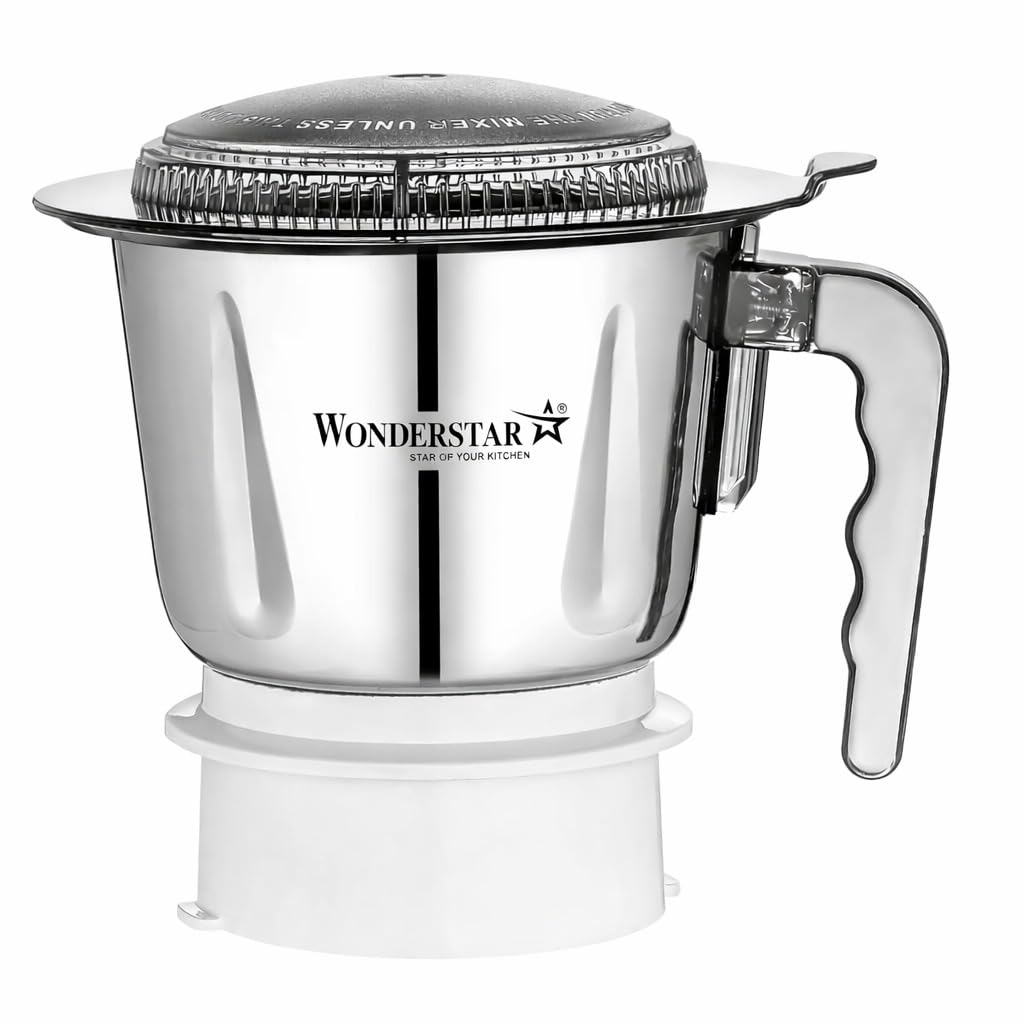 Wonder Star Dry Jar Compatible for Sujata Mixer Grinder, 1000ml, Stainless Steel jar