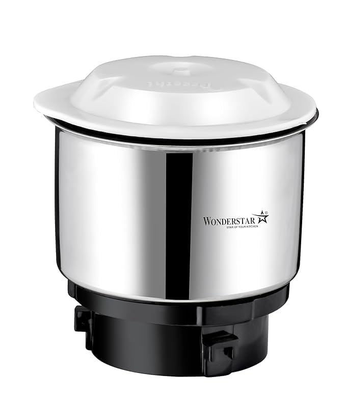 WONDER STAR Chutney Jar Compatible for Preethi Galaxy 3 Lock Mixer Grinder | Stainless Steel Jar with Food Grade Lid & ABS Base | Compatible with Preethi Galaxy, Galaxy Plus, Crystal & Philips Trilock