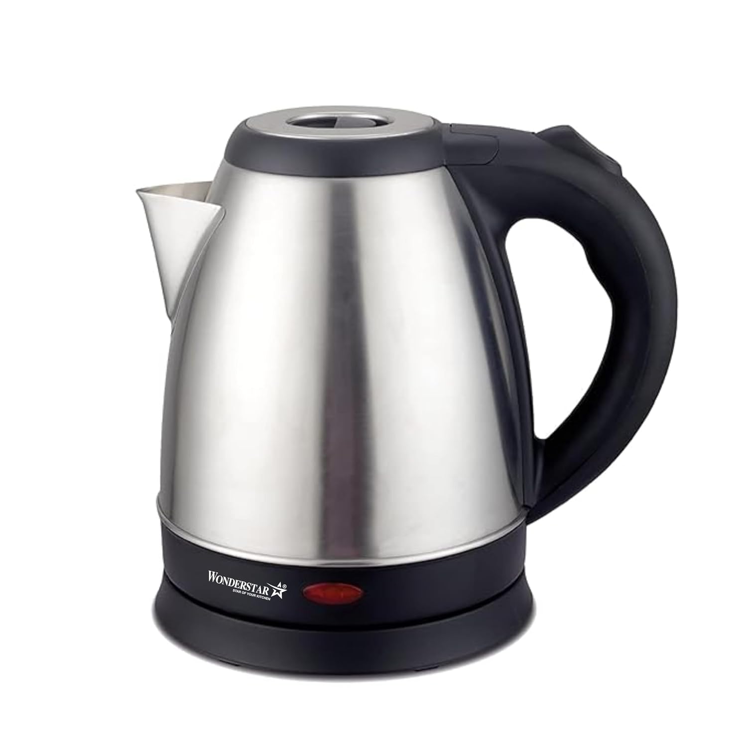 WONDER STAR Electric Kettle 1.8L Stainless Steel | Fast Boiling | Auto Shut-Off & Boil-Dry Protection – Black & Silver