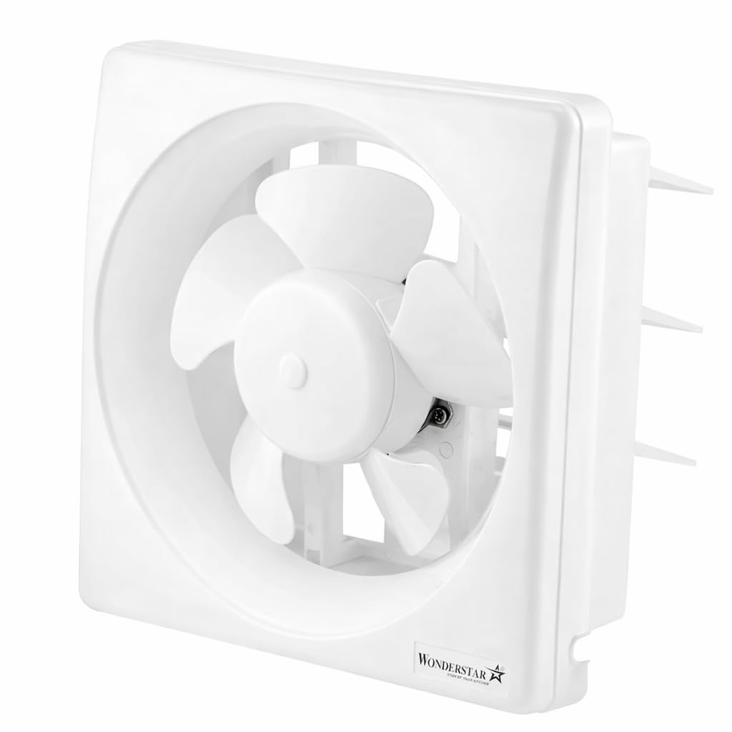 WONDER STAR 8 Inch (200mm) Ventilation Exhaust Fan | 1300 RPM | Auto Shutter | Low Noise | Wall Mount | White
